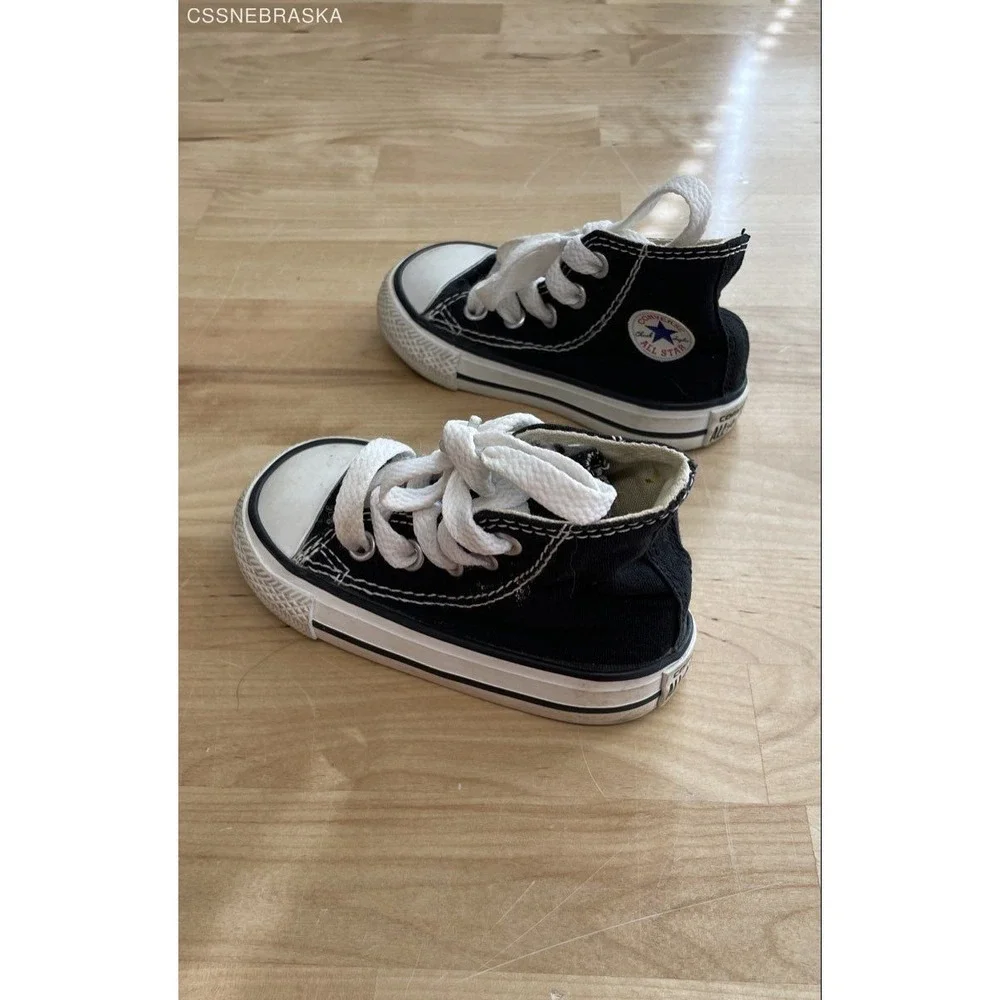 Converse Chuck Taylor All Star Black White High Top Toddler Sneakers Size 4